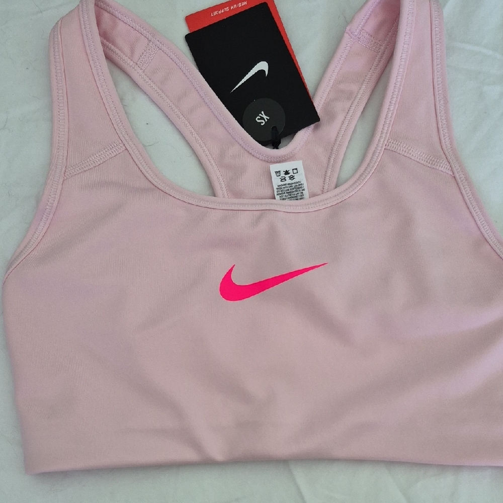 Nike Pink Sports Bra with Hot Pink Swoosh - Racerback